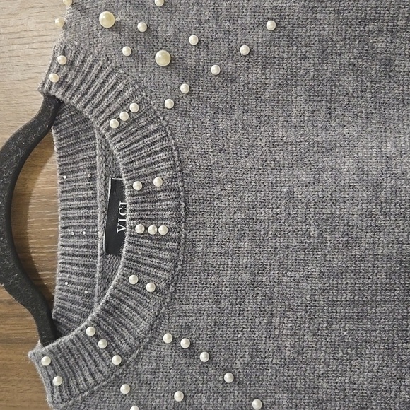 VICI-Pearl Embellished In Grey Sweater-Size Large - Picture 8 of 17